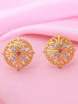 Estele - Gold Plated Circle Designer Stud earrings for Women